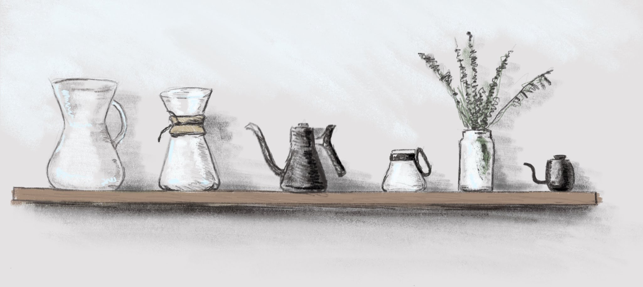 Soft drawing of a tree in a park